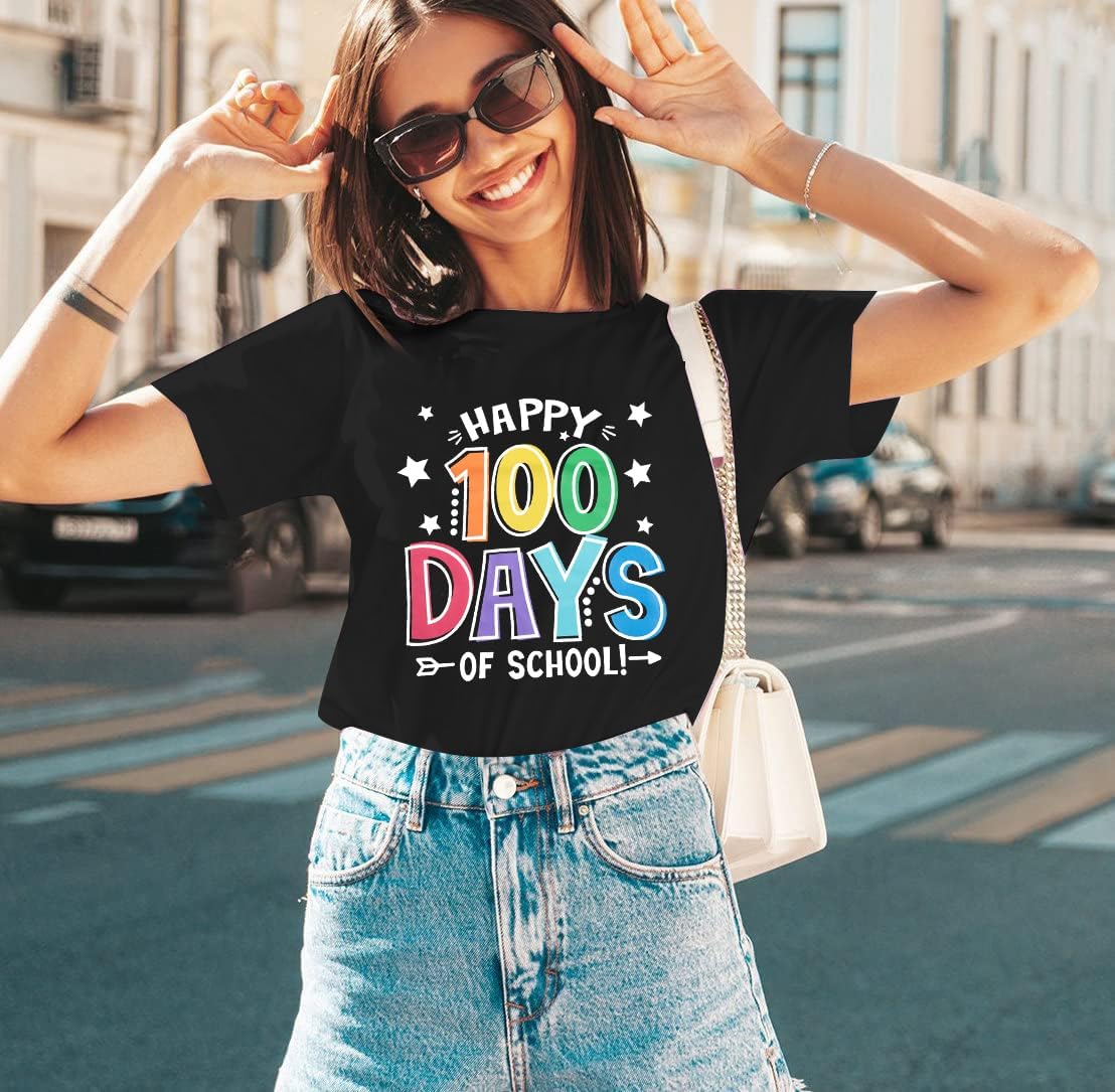 100 Days of School Shirt Women Teacher Life T-Shirt Funny Inspirational Graphic Tees Tops - Image 6
