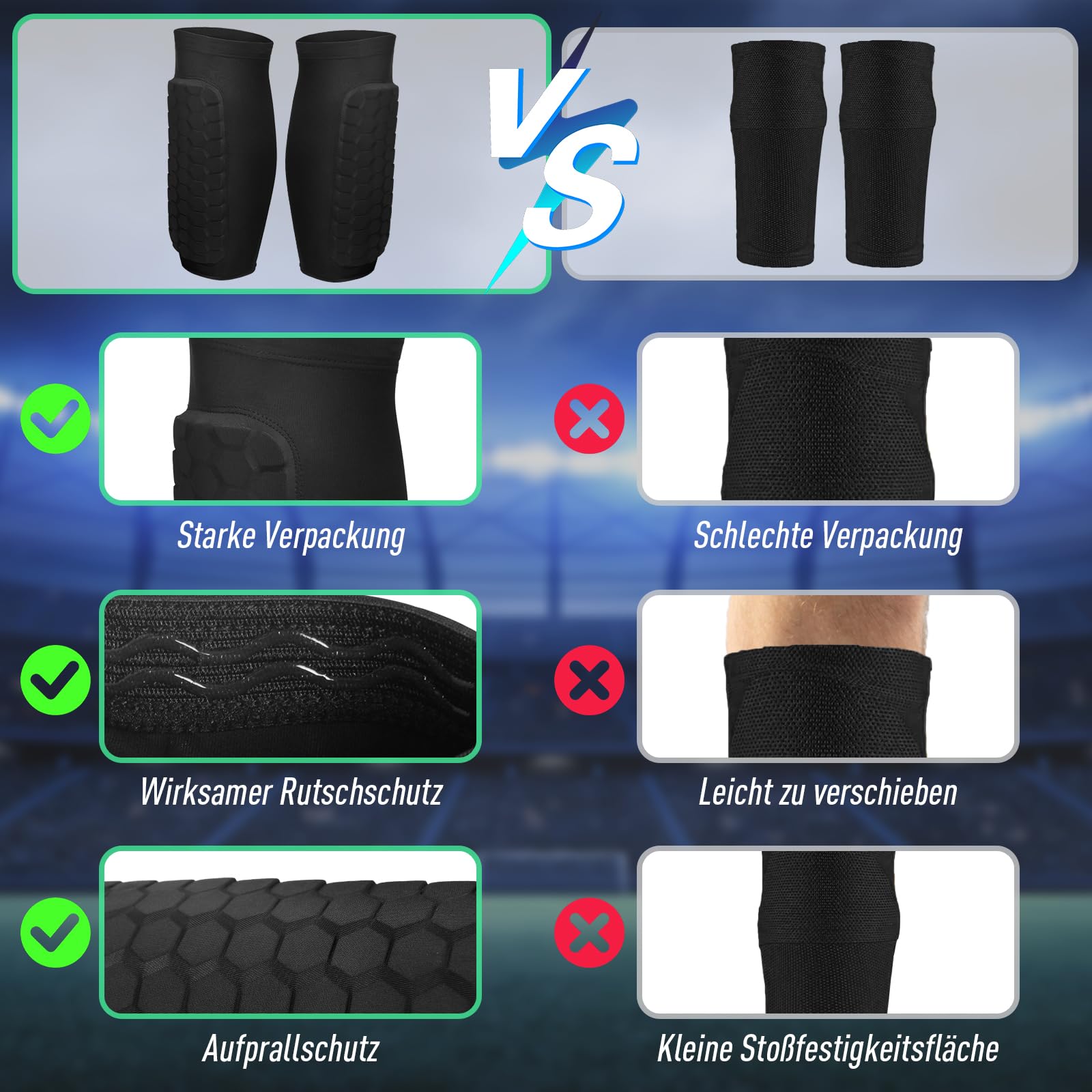 2 pary ochraniaczy na piszczele, dla dzieci, piłka nożna, oddychające i antypoślizgowe, profesjonalne sportowe ochraniacze piszczeli, dla chłopców i dziewczynek (XS)