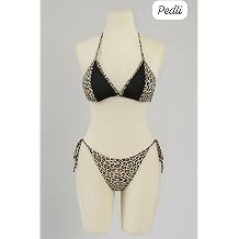 Kad n Siyah ve Leopar Detayl  Yandan Ba lamal  Bikini Tak m