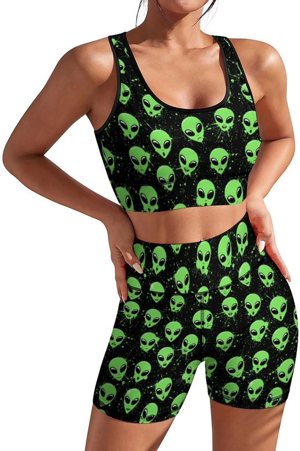 Women's Seamless Workout Set 2 Piece Yoga Outfits Active Shorts Sexy Sports Bra for Women