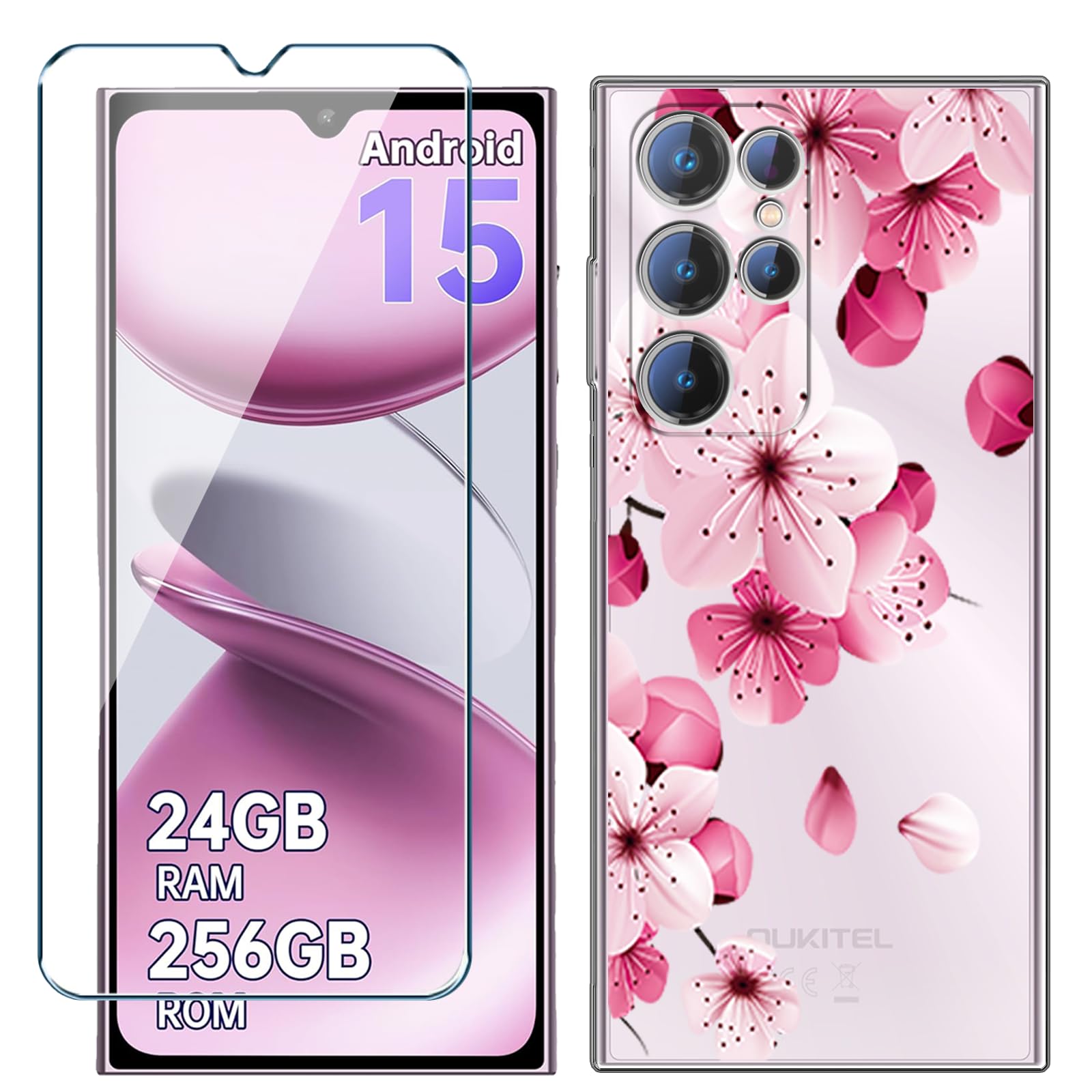 Coque Oukitel C61/C61 Pro + Verre Trempé – Housse TPU Silicone Transparente Anti-choc – Protection écran 9H – Installation Facile
