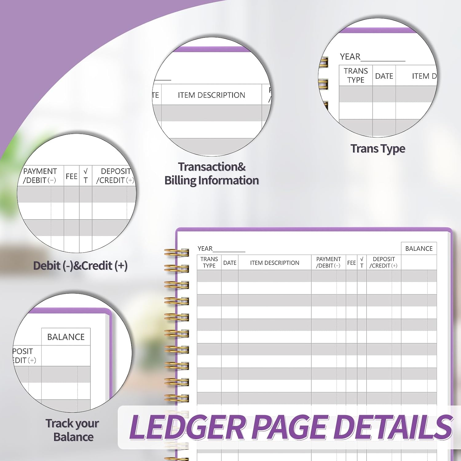 Accounting Ledger Book for Small Business, Expense Tracker 8.4"x6.1" image 3