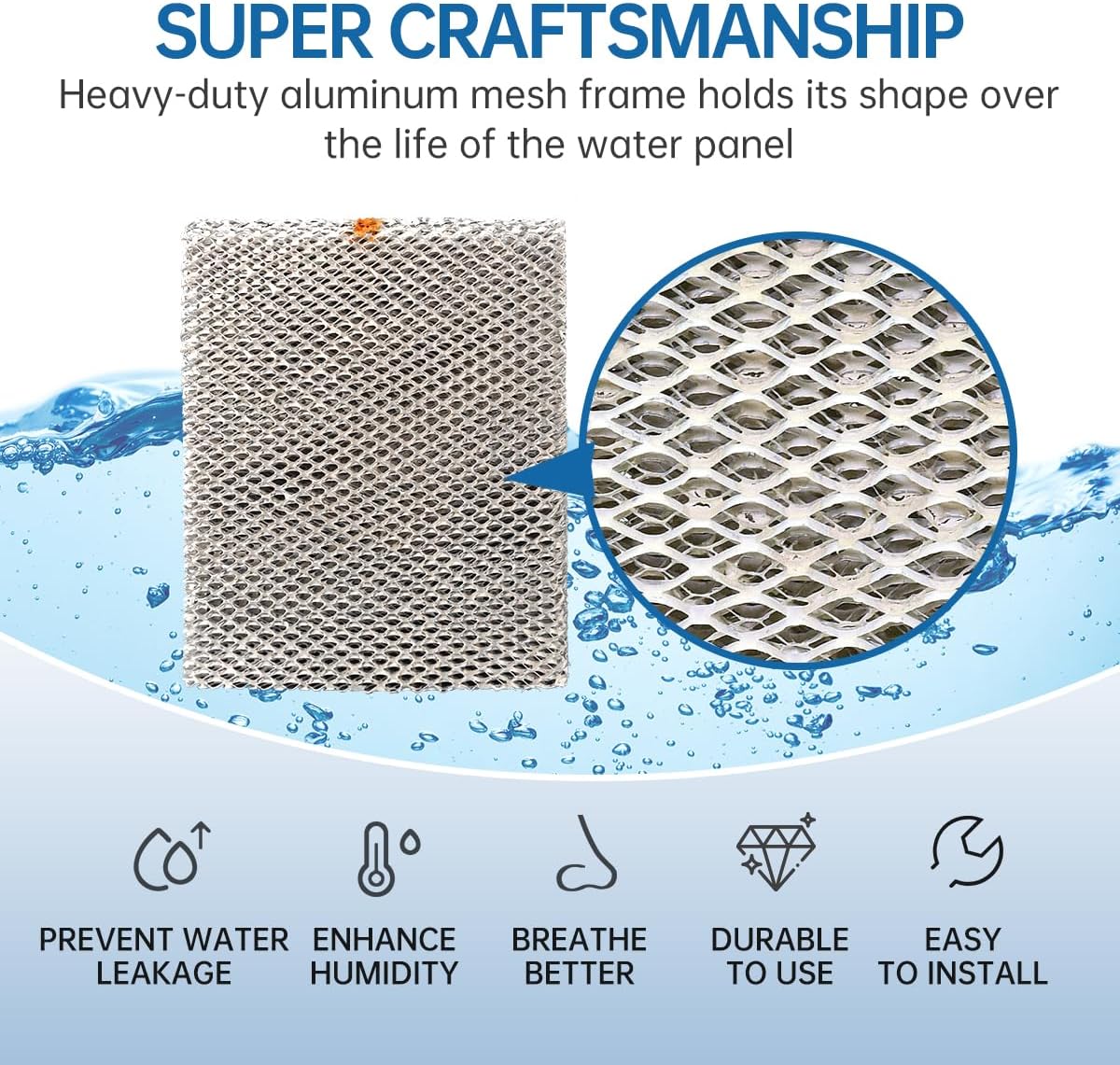HC26E1004 Humidifier Pad Water Panel Evaporator Compatible with Honeywell HE365 HE360 HE300 HE265 HE260 HE250 HE200 Aluminum Mesh Replacement Filter 2-Pack