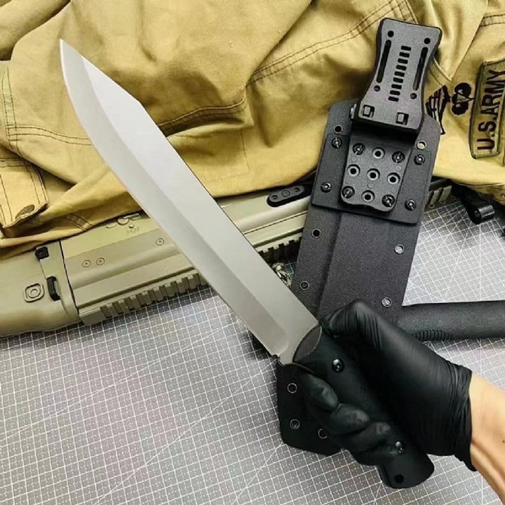 Generico TEERMA JN7 Coltello da caccia, coltello da campeggio - coltello di sopravvivenza a lama fissa forgiata in un pezzo, Per la caccia, la pesca, le avventure di sopravvivenza