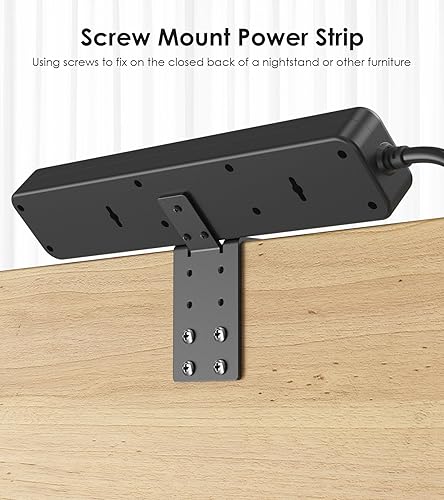 Miniatura 5 de JUNNUJ Clamp Power Strip - Escritorio de pie con USB C de 20 W, protector de sobretensiones de escritorio 2 en 1, salida de montaje en borde con 6