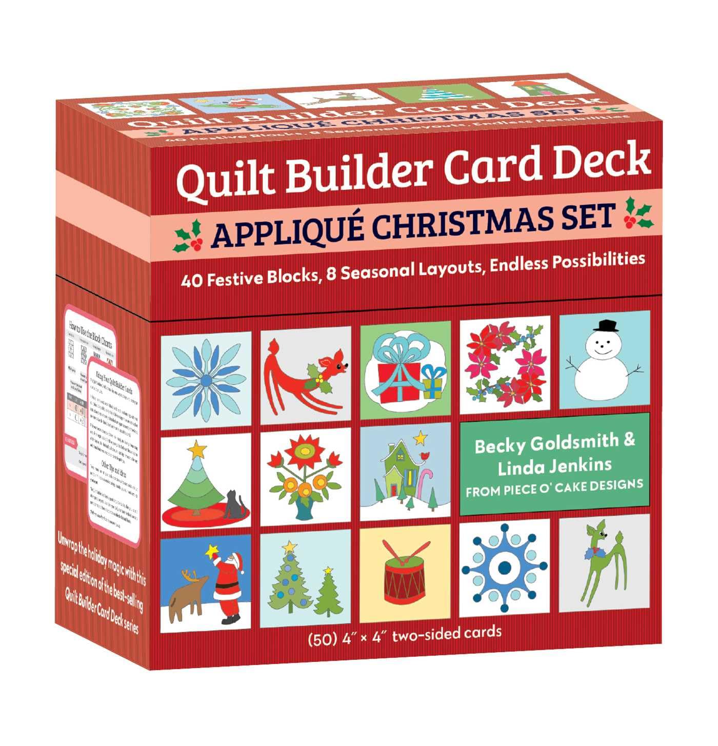Quilt Builder Card Deck Appliqué Christmas Set: 40 Festive Blocks, 8 Seasonal Layouts, Endless Possibilities