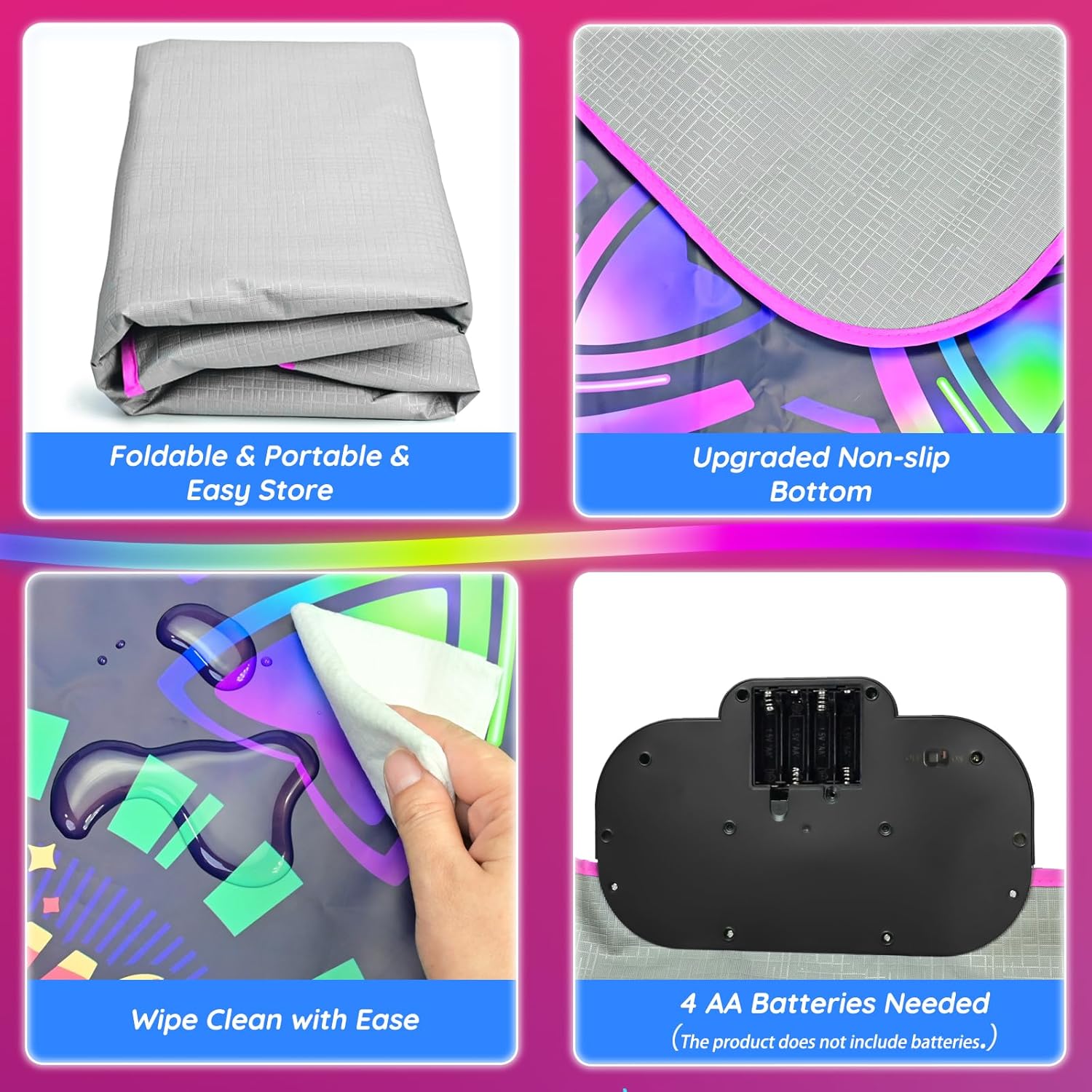 MOMUSE Kids Dance Mat with Display & Lockable Levels, 2 Challenge Modes Electronic Dance Pad 6 Volume Levels Built-in Music Toy Musical Mat, Christmas Birthday Gift for 3-12 Years Girls Boys - Image 5