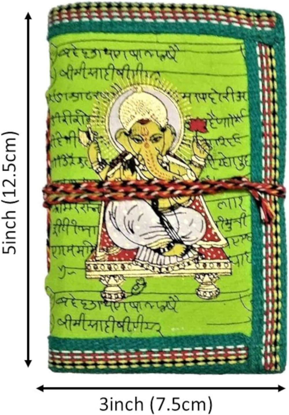 Purpledip Handmade Paper Journal 'Lord Ganesha': Vintage Diary Notebook With Thread Closure (10407A)