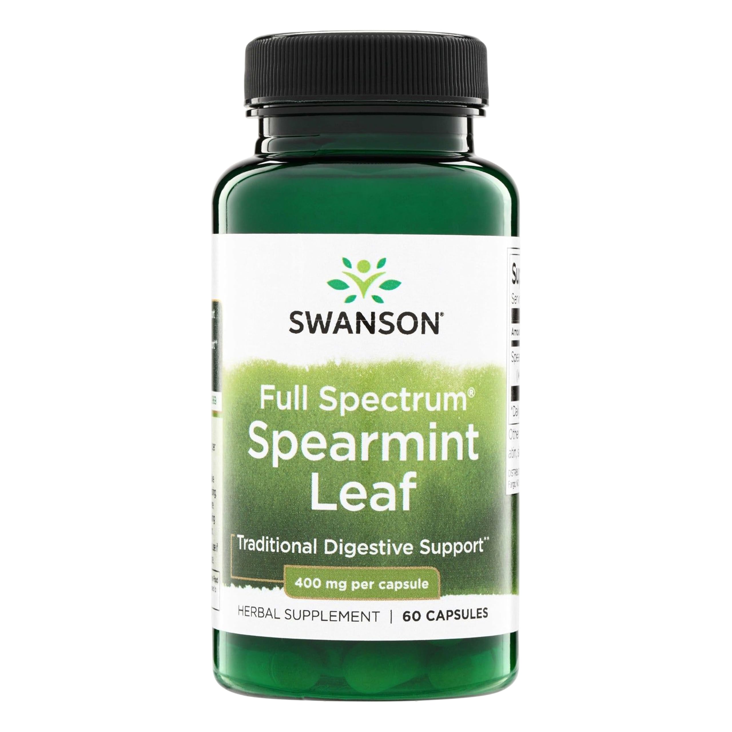 Swanson Spearmint Leaf Digestive Supplement, 400 mg (60 Capsules) 60 Count (Pack of 1)