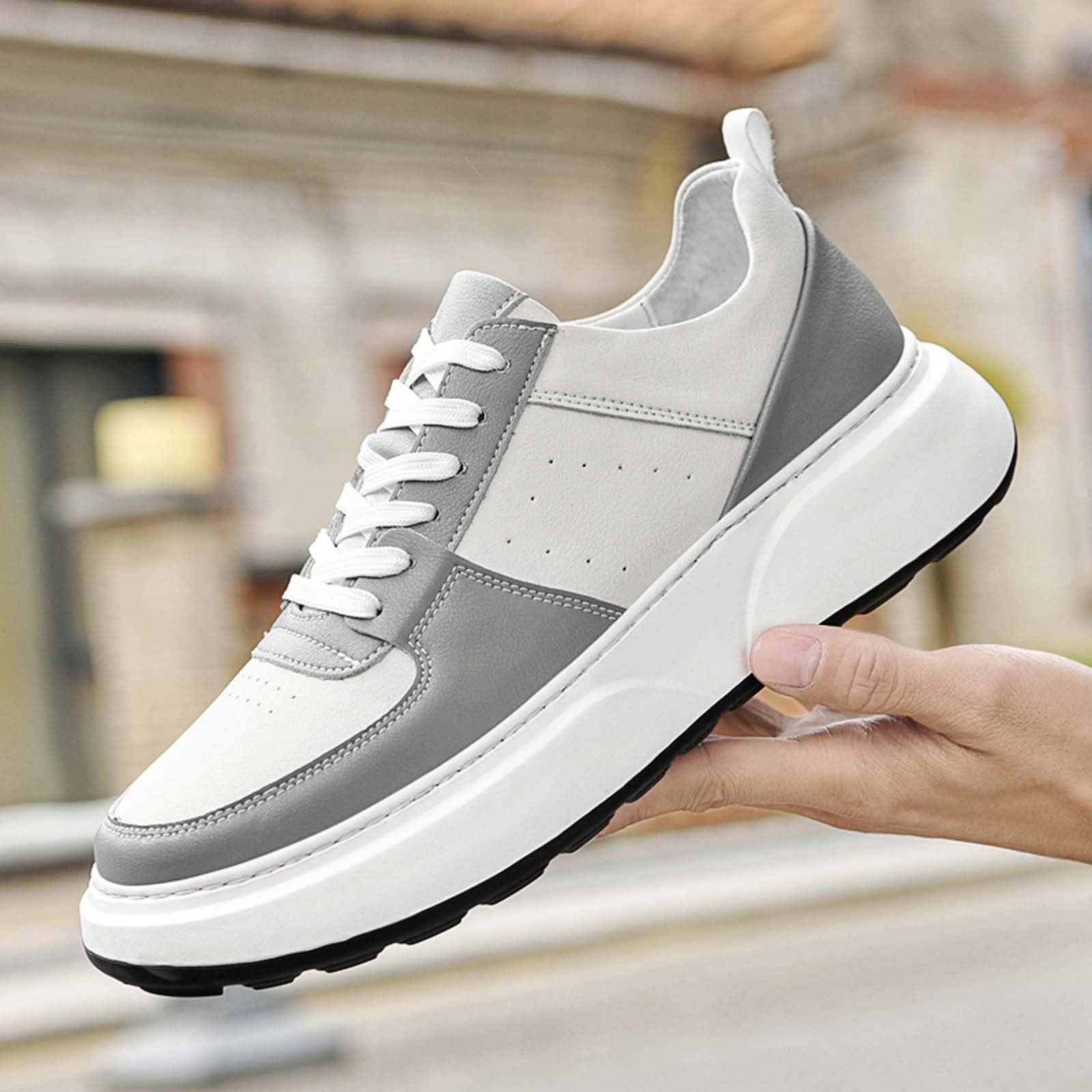 Sneakers da uomo con suola spessa per il tempo libero, comode con lacci traspiranti, sneakers da passeggio antiscivolo