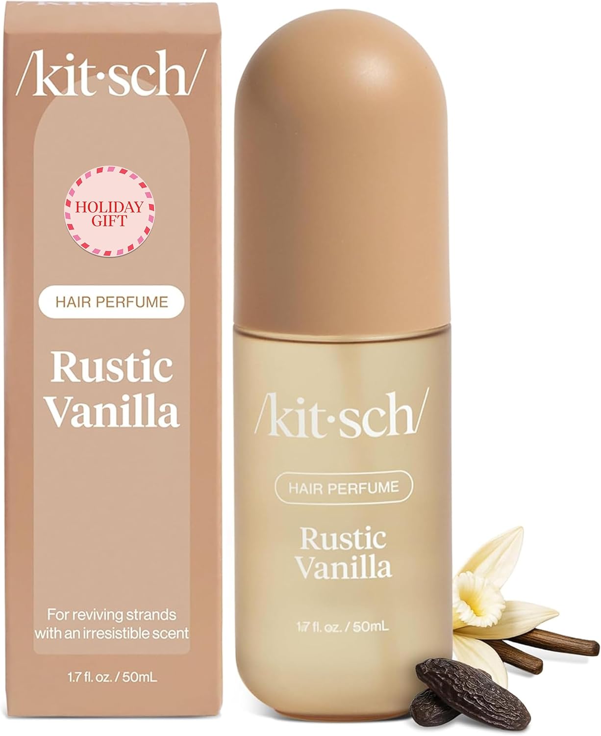 Kitsch Hair Perfume for Women - Rustic Vanilla | Clean, Deodorizing & Patented Odor-Eliminating Technology Hair Spray & Body Mist - Freshen Hair, Pillows - Warm Tonka, Vanilla & Cedar Blend - 50 mL