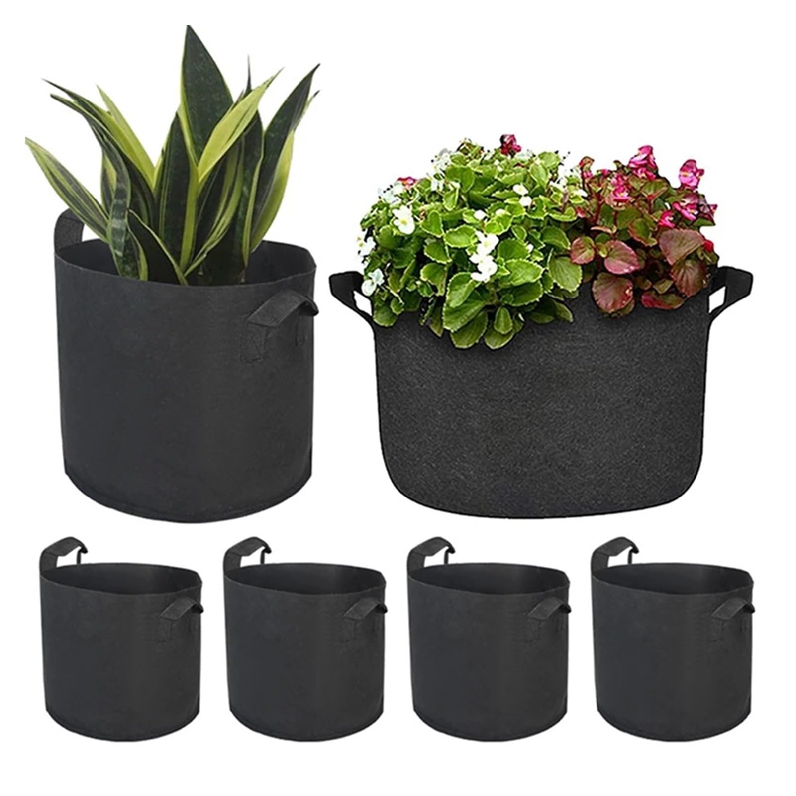 Generico 3 PZ 9 Formati Borse for Coltivazione in Tessuto Verdure/Fiori/Piante Vasi for Piante in Non Addensato con Manici Forniture da Giardino(25 Gallon 60x35cm)