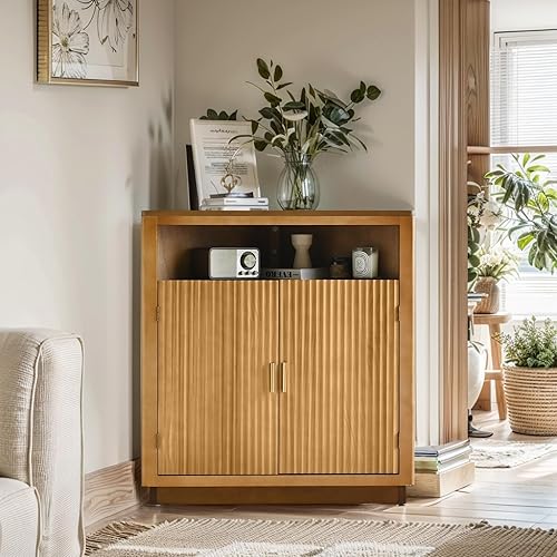 Miniatura 9 de Armario esquinero bohemio, organizador estrecho con puertas florales talladas, armario de almacenamiento con estante ajustable y almacenamiento