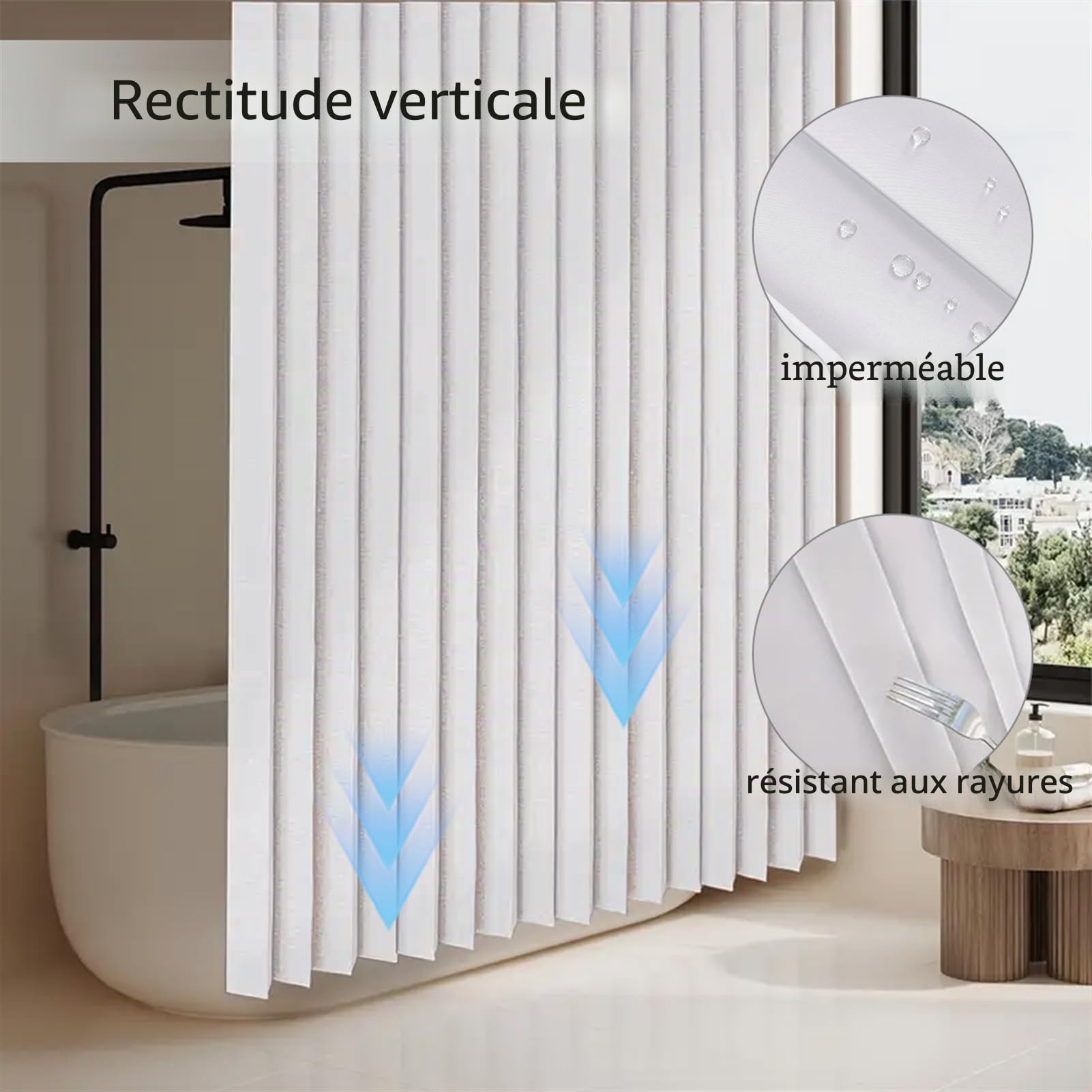 SK Studio Rideaux Occultants Isolant Thermique Anti Froid, Rideau De Porte Pliant à Oeillets, Impermeable pour Chambre, Salon Décoration de Fenêtre, Blanc, 140x241cm