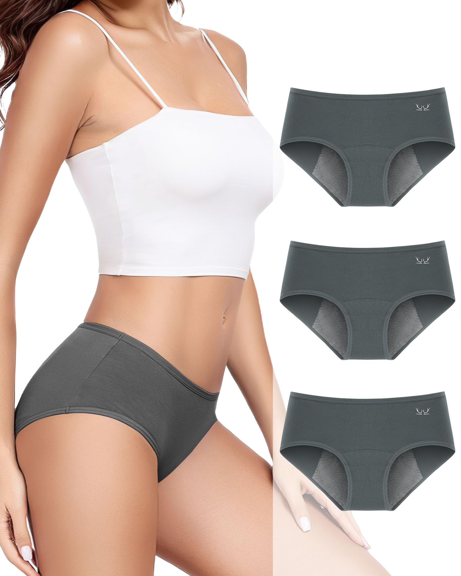 RUIXUE Period Pants for Women Cotton Menstrual Underwear Period Knickers Heavy Flow Postpartum Leakproof Knickers Extra Protection Pack of 3