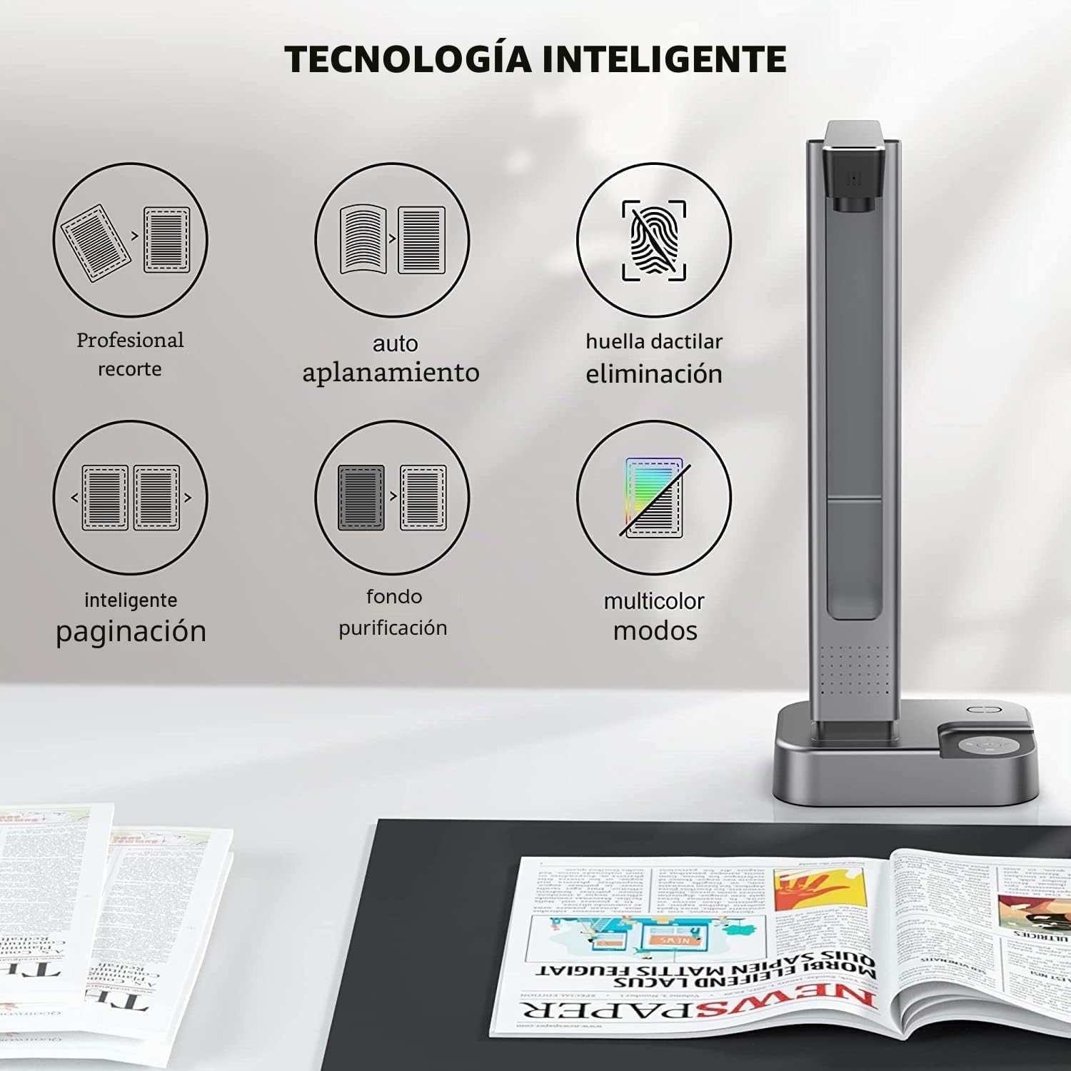 JOYUSING Escáner de libros y documentos de 16 MP, tecnología de nivelación y descarga automática de 2ª generación, A3, A4, OCR, convertir a PDF/Word/Txt/Excel en Windows y PDF