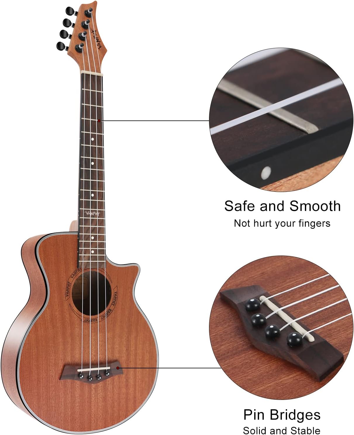 Ukulele Concert Ukelele Professional 23 Inch Uku Sapele Ukulele for Adult Beginner Hawaiian Uke Comes with Starter Ukele Kit Include Gig Bag Tuner Strap Ukelel String Picks Clean Cloth