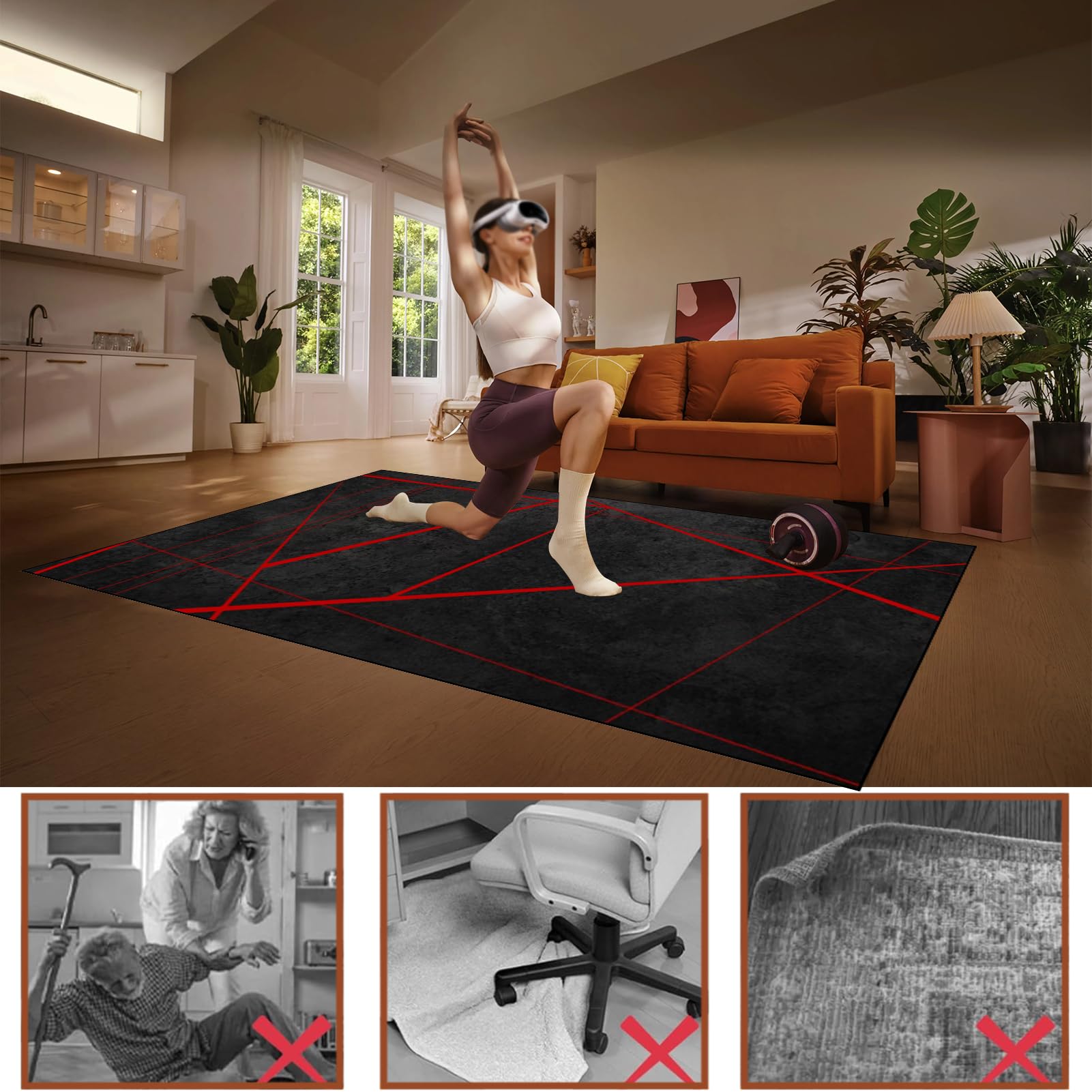 Dywan Krzesło Gamingowe, Ochraniacz Podłogi Wózki Inwalidzkie Biuro, Mata Ochronna Na Podłogi, Antypoślizgowa Mata Do Komputera Gry Na Podłogę 120 x 130 cm