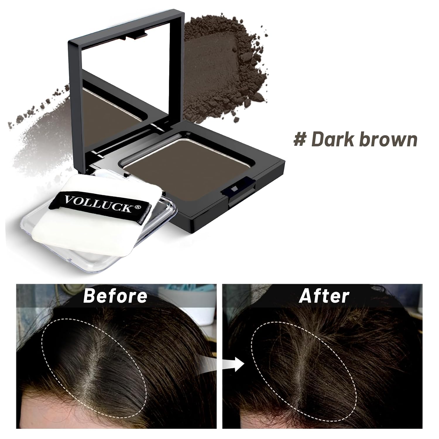 Root Touch Up Powder, Instantly Cover Gray Hairline Powder, Root Touch Up powder for Women & Men,Bald Spots, Eyebrows (Dark Brown, 0.42 Ounce (Pack of 1))