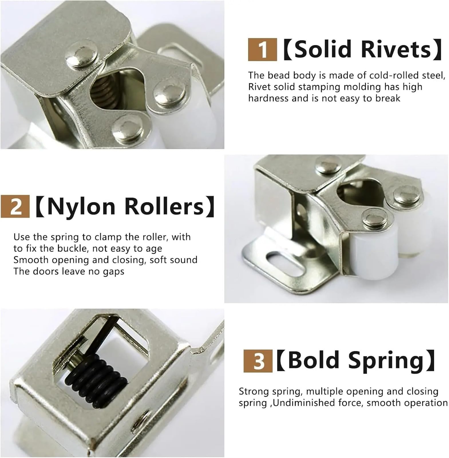 Cierre Armario Pestillos de puerta armario doble rodillo con tornillos, pestillo captura for muebles del hogar(Bronze20pcs)