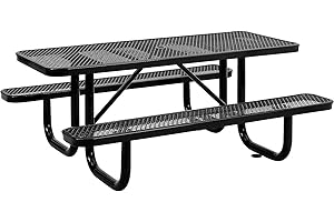 Global Industrial 72" Black Expanded Metal Picnic Table—An Outdoor Essential for Picnics and Gatherings