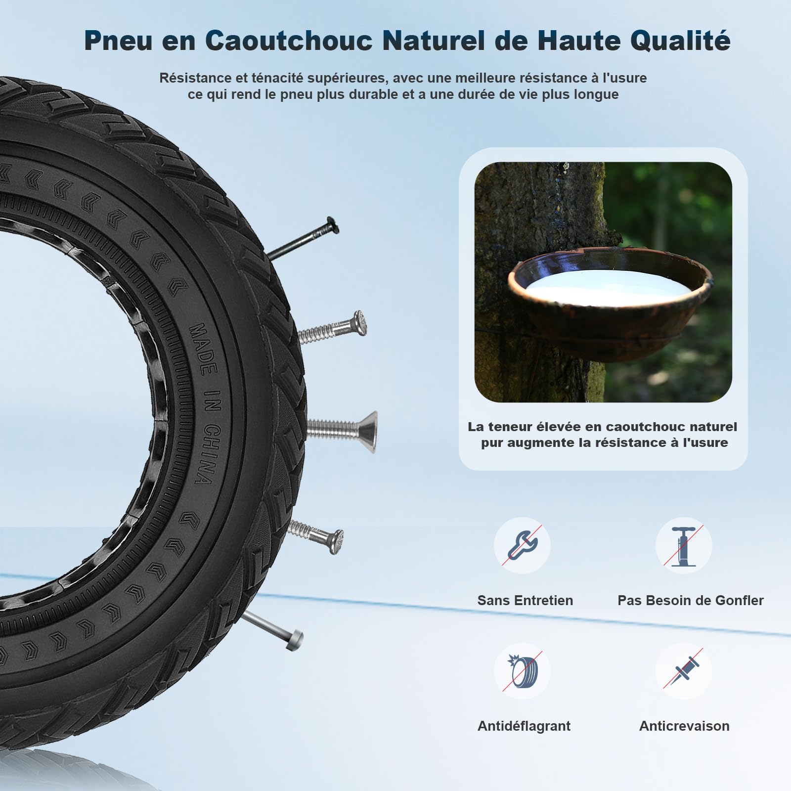 8,5 x 3 Pneu Plein pour KUKIRIN G2 Pro/Zero 9/Vsett 8/9/9+/Inokim Light 2/KUKIRIN X1, 8 1/2 x 3 Pneu Solide pour Trottinette électrique, Roues de Rechange en Caoutchouc Anti-Crevaison