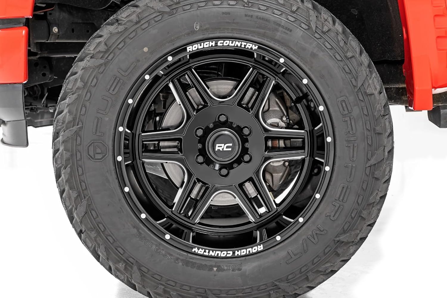 Rough Country 92 Series Wheel - 18x9, 6x135mm Bolt Pattern, +0mm Offset, Single-Piece Aluminum, Gloss Black with Milled Accents