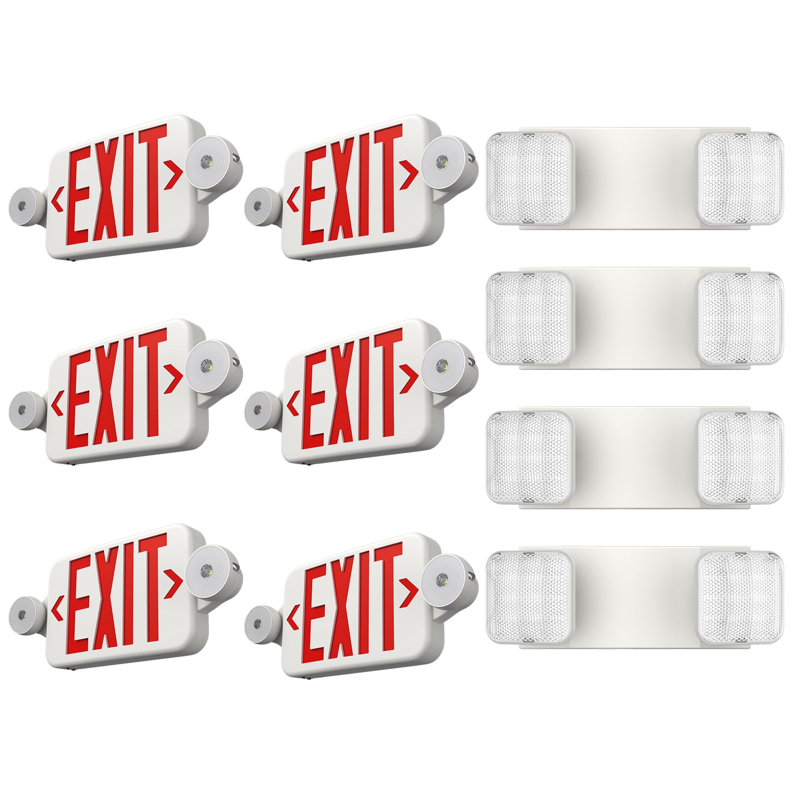 FREELICHT 4 Pack Square Emergency Lights + 6 Pack Exit Sign with Emergency Lights