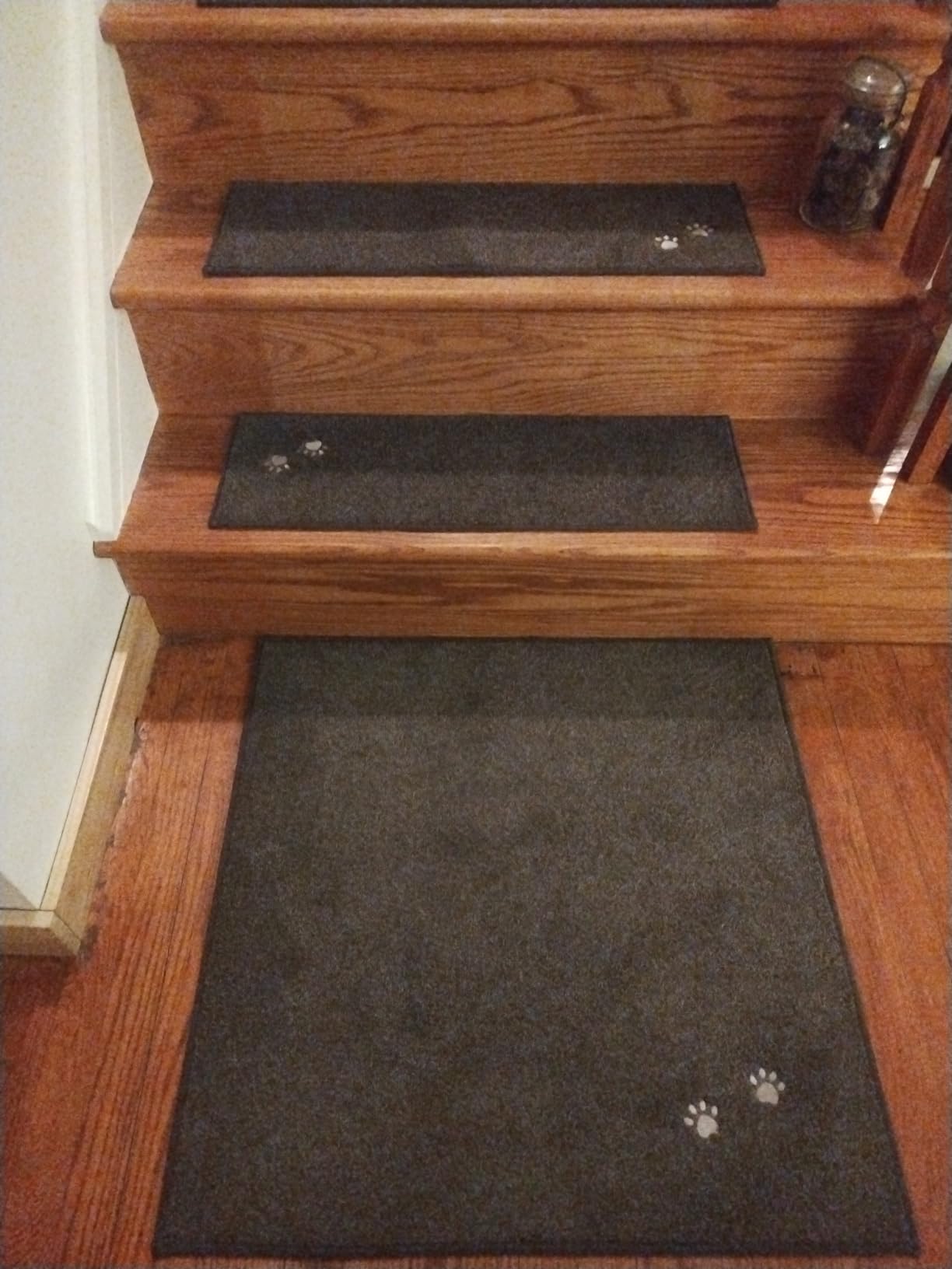 Embroidered Dog Paw Prints Carpet Stair Treads Set