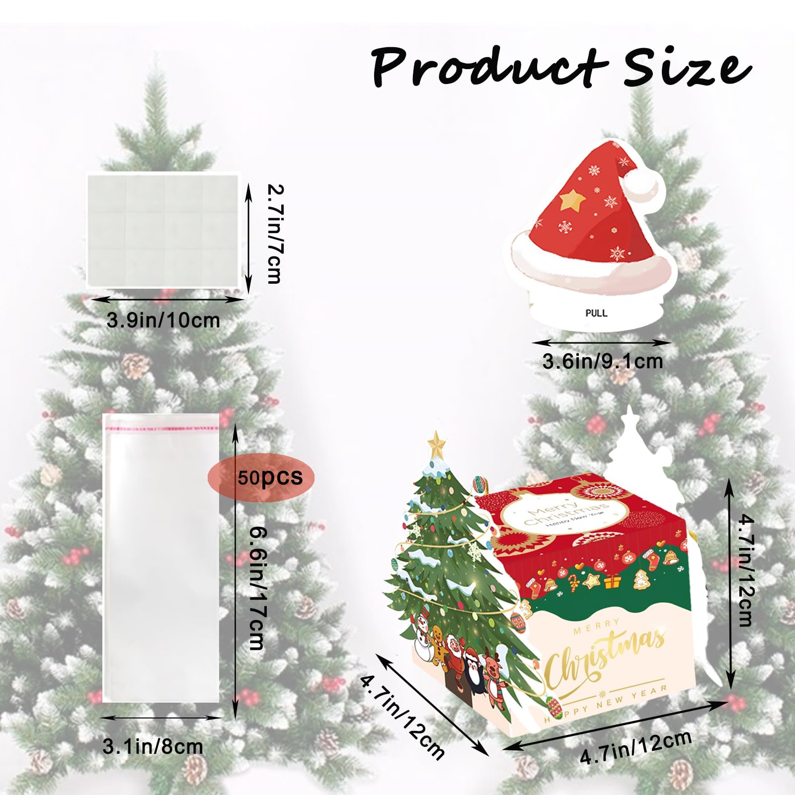 Christmas Money Pull Surprise Pouch for Kids/Adults - Xmas Cash Box with Money Cake Pull, Card and Bags, Color-merry Christmas-d - Image 2