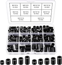 YIXISI 110 PCS ABS Round Spacer Assortment Kit, for M5 / M6 Screws, Non Threaded Column Standoff Support Spacer, OD 9mm, Black