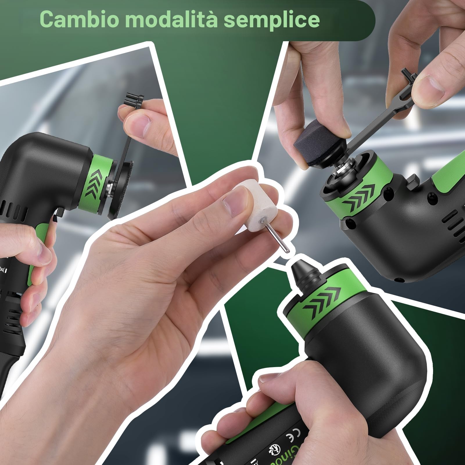 Ginour Lucidatrice Auto per Detailing, Lucidatrice Rotorbitale 200W con Modalità DA&RO Piastra di Lucidatura Intercambiabile 2''/1,2'', 2 Batterie da 2Ah, 6 Velocità per Lucidare, Cera e Pulire