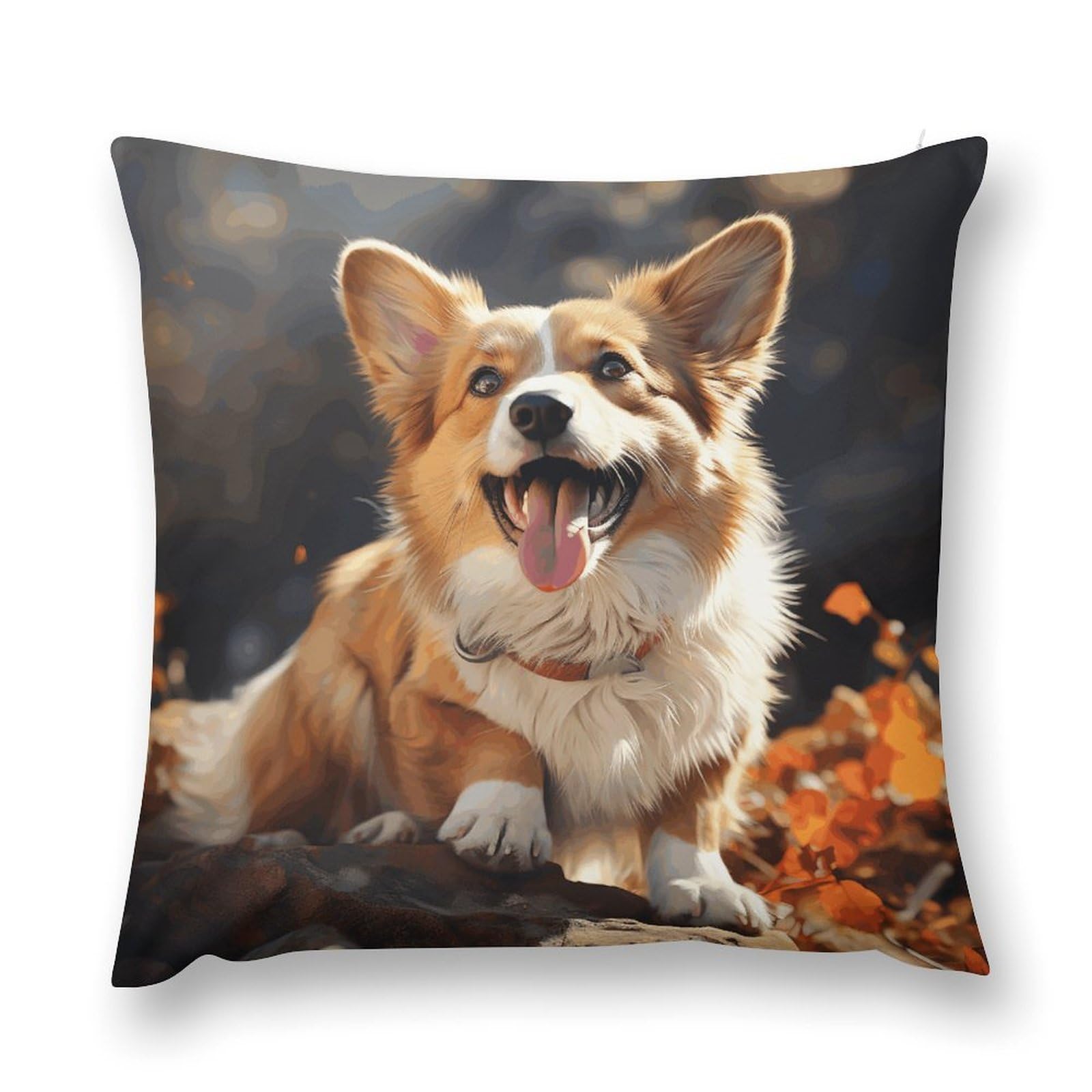 asbwuo Plush Pillow Case Cute Corgi Dog Decorative Throw Pillowcase Soft Cozy Cushion Pillow Cover for Bed Couch Sofa