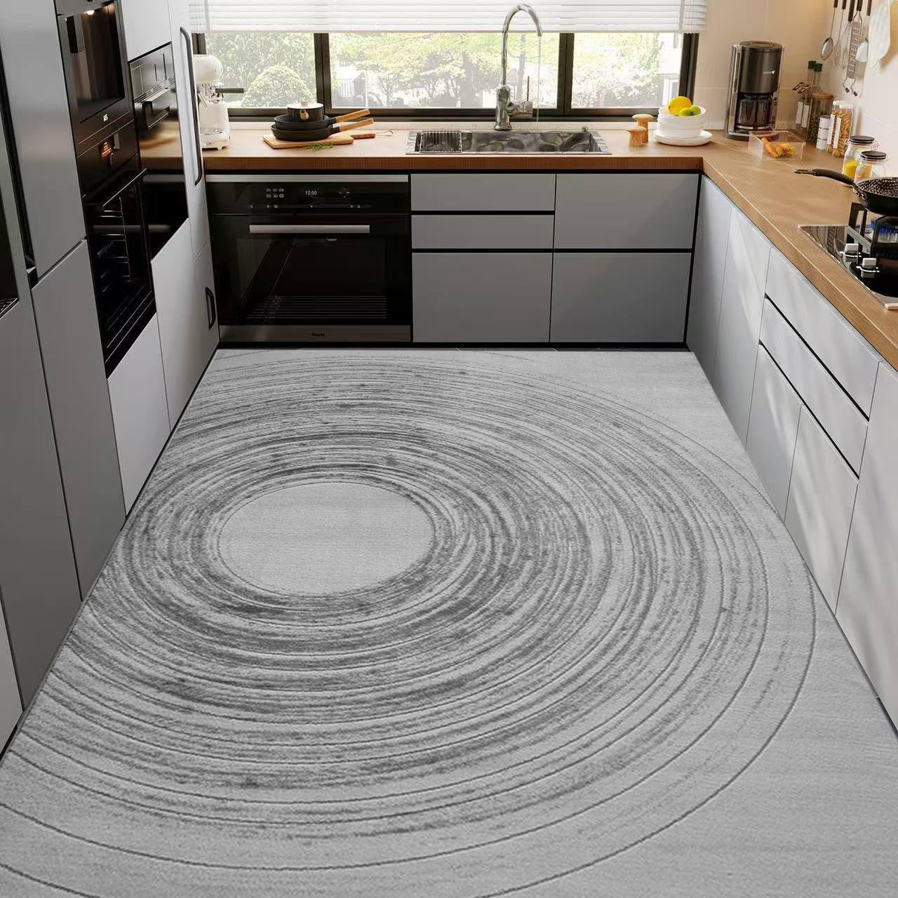 Tapis de salon facile à nettoyer contre les glissades, grand modèle gris doux