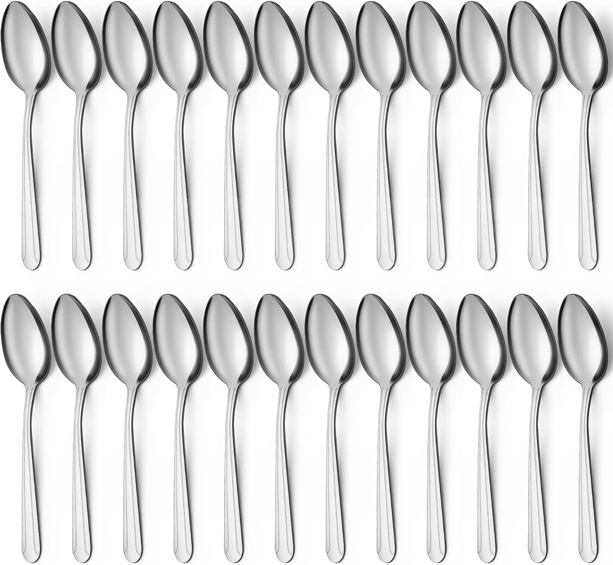 BEWOS 24 Pieces Spoons Set - 7.5 Inchs Spoons Silverware, Stainless Steel Spoon, Dinner Spoon, Dishwasher Safe, Mirror Polished Tablespoons for Home, Restaurant