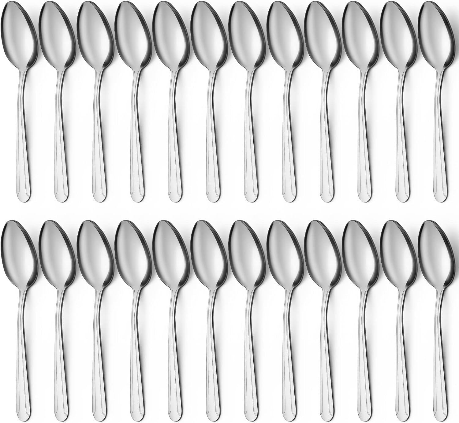 BEWOS 24 Pieces Spoons Set, 7.5 Inchs Spoons Silverware, Stainless