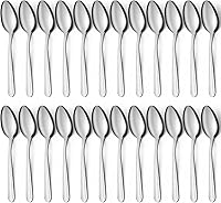 Vista 9 de BEWOS Juego de 24 Cucharas de Cubiertos - Cucharas de Cena de 7.5 Pulgadas, Cucharas Soperas de Acero Inoxidable Grado Alimenticio, Cuchara de Metal