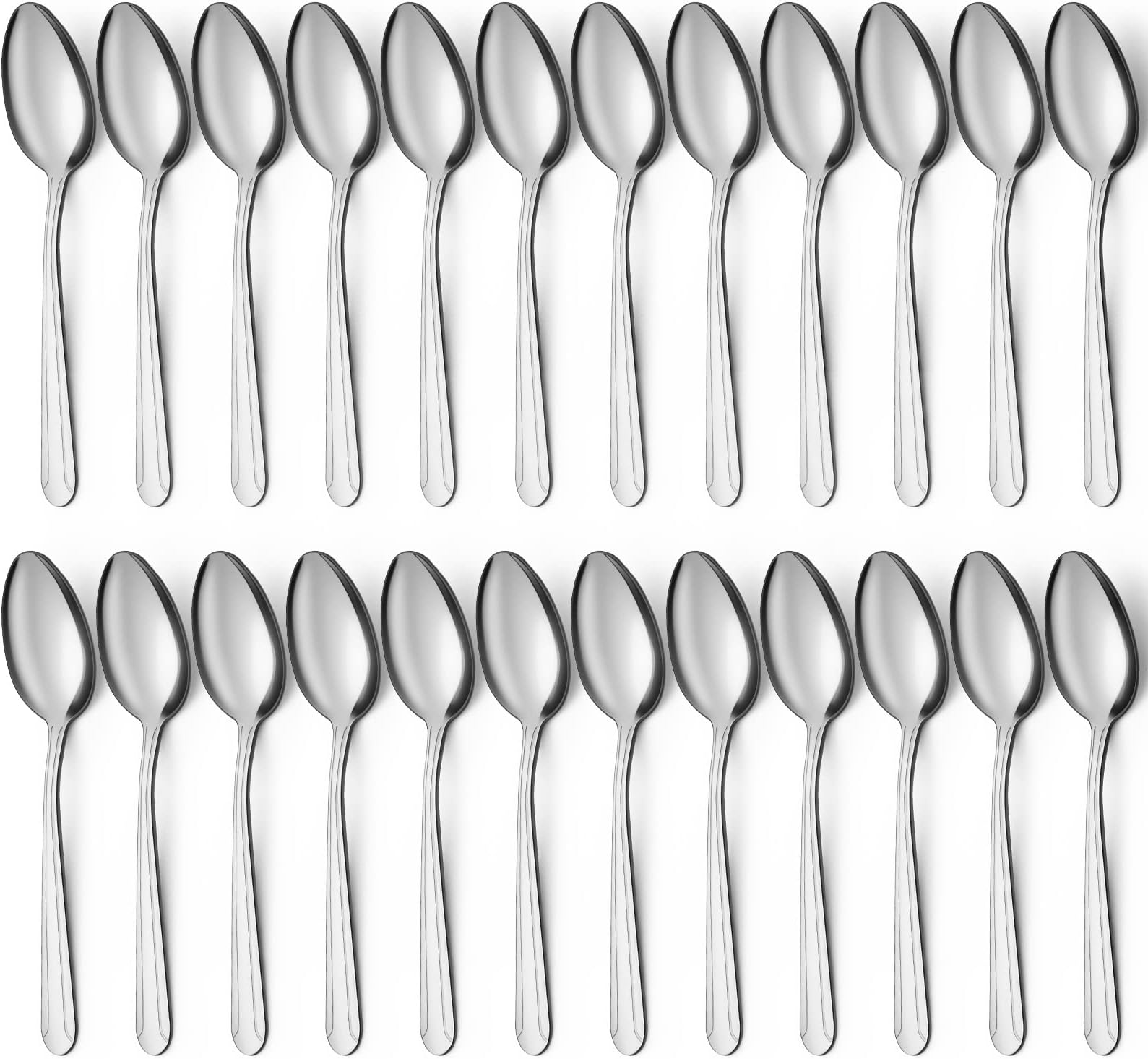 BEWOS 24 Pieces Spoons Set - 7.5 Inchs Spoons Silverware, Stainless Steel Spoon, Dinner Spoon, Dishwasher Safe, Mirror Polished Tablespoons for Home, Restaurant
