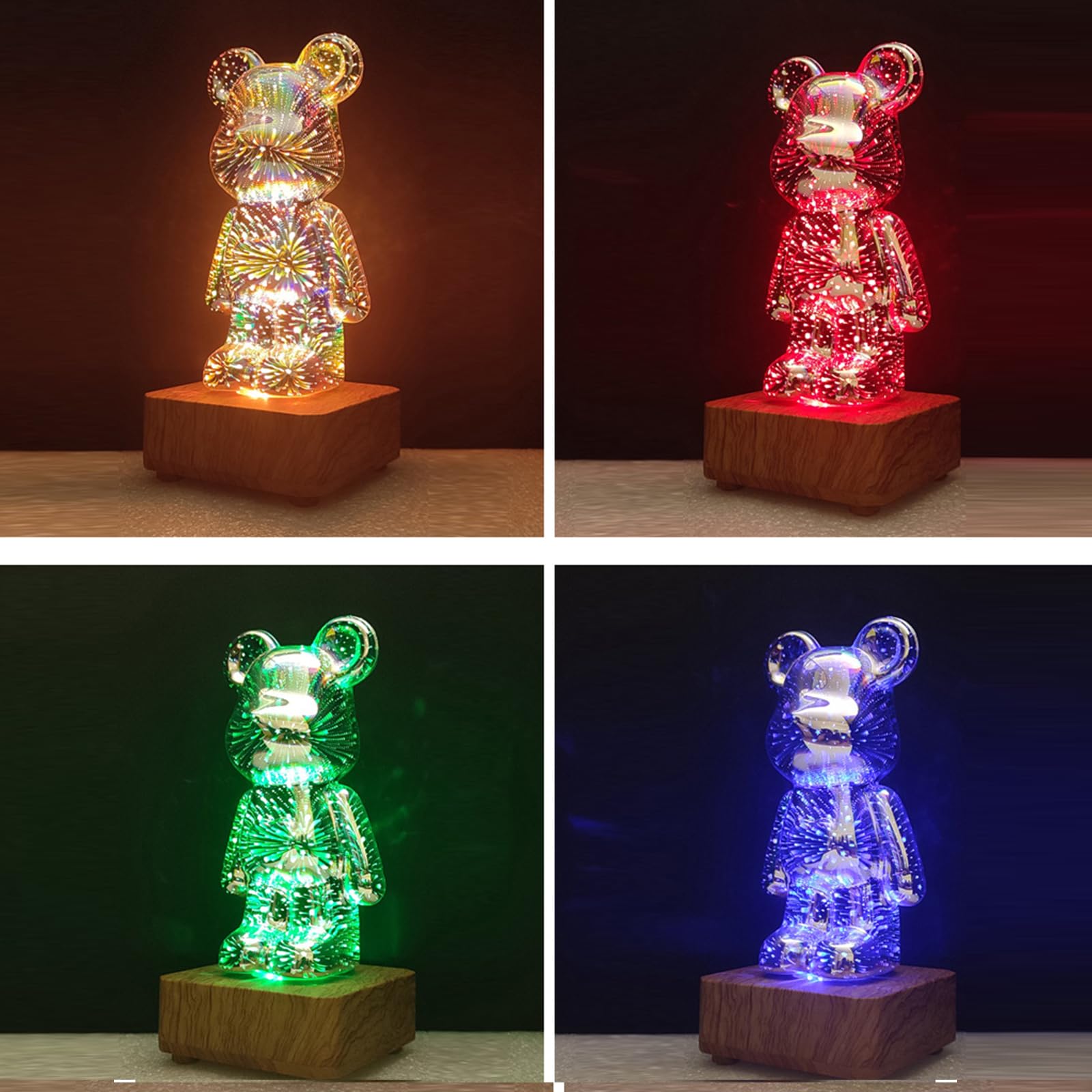 3D Firework Bear Light Projection Colorful Bear Decor Room Night