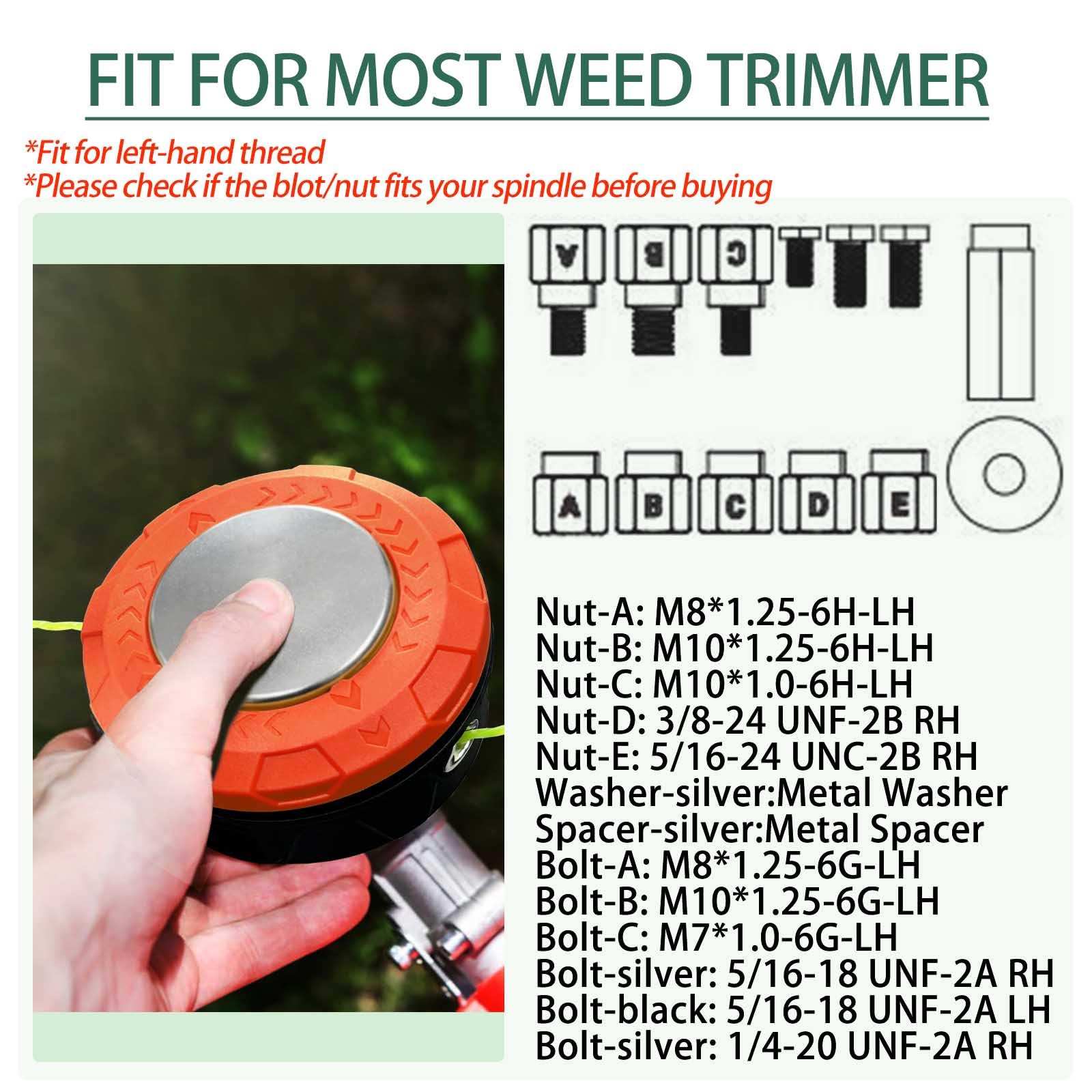 Cabezal universal para herbicidas, cabezal de corte de fácil alimentación con placa de hierro giratoria resistente al desgaste, cabezal de recortador de malas hierbas para Echo, Ego, Dewalt, Stihl