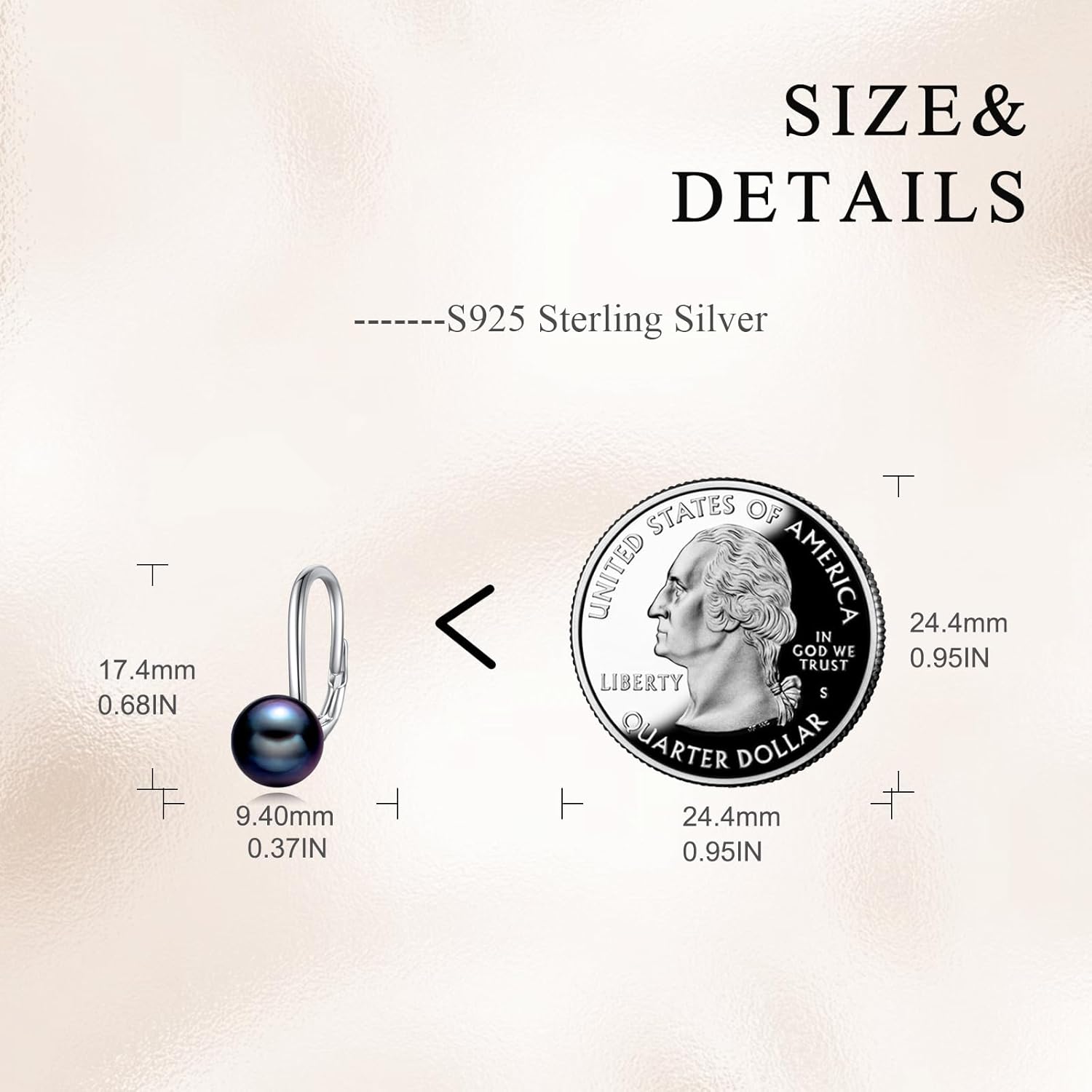 925 Sterling Silver Black Pearl Leverback Earrings Drop Jewelry Gifts for Women - Image 5