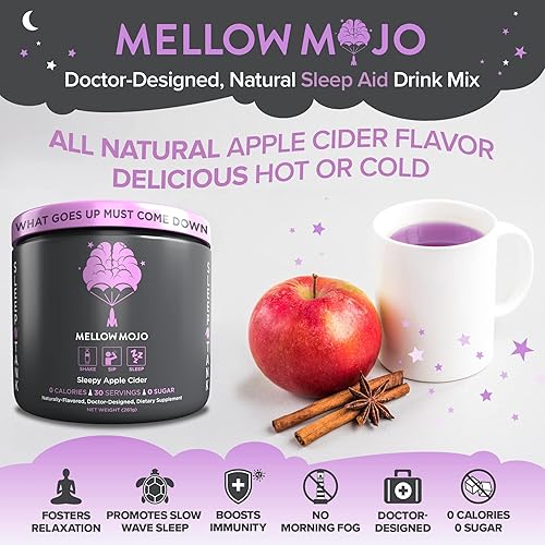 Miniatura 4 de Mezcla de bebida natural Mellow Mojo Sleep Aid - Suplemento de magnesio y melatonina en polvo - Relajación natural y apoyo para dormir - Sabor de