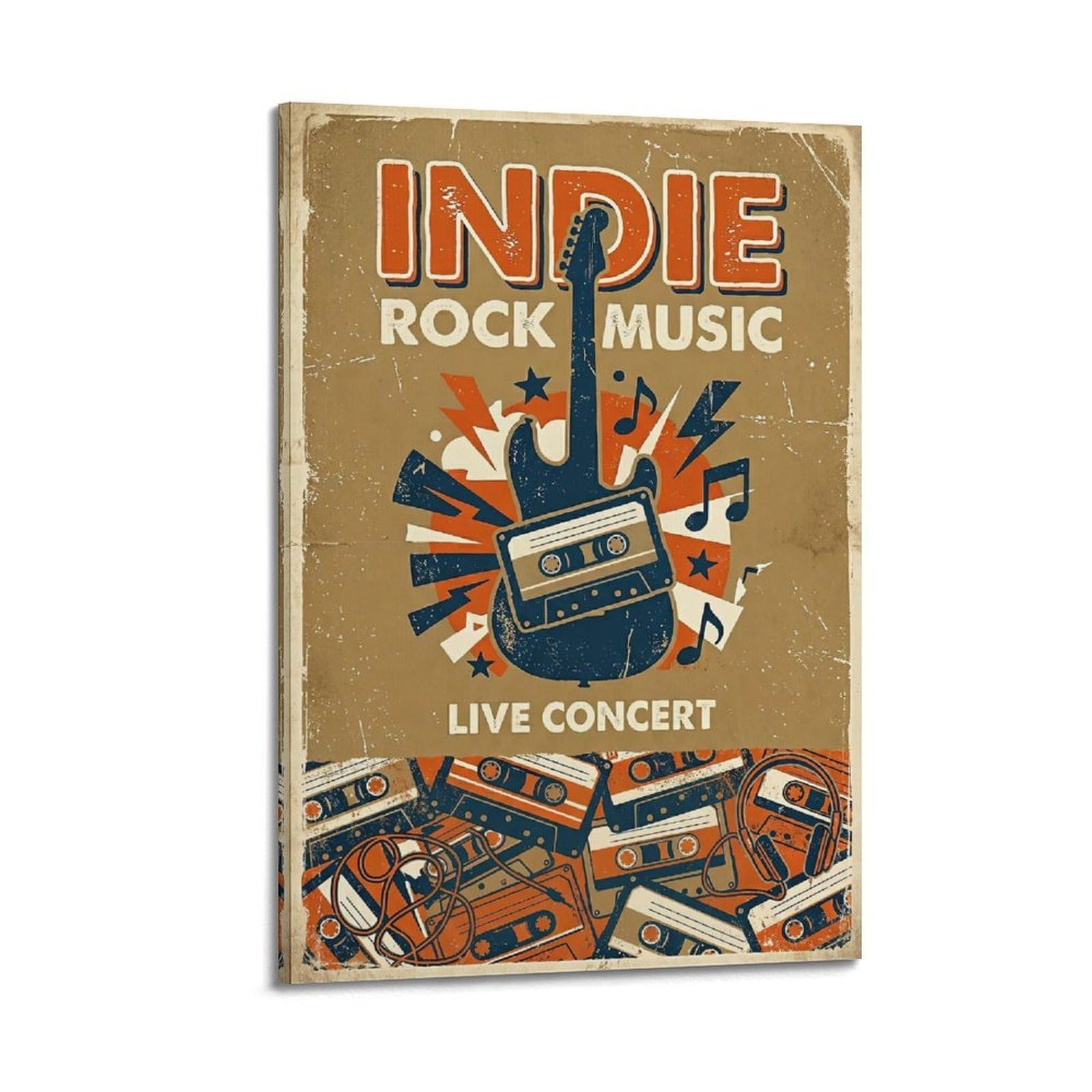 Okngb Frame-Style Vintage Indie Rock Music Poster Cassette Guitar Tape Decorative Painting Canvas Art Picture 24X36inch(60X90cm)