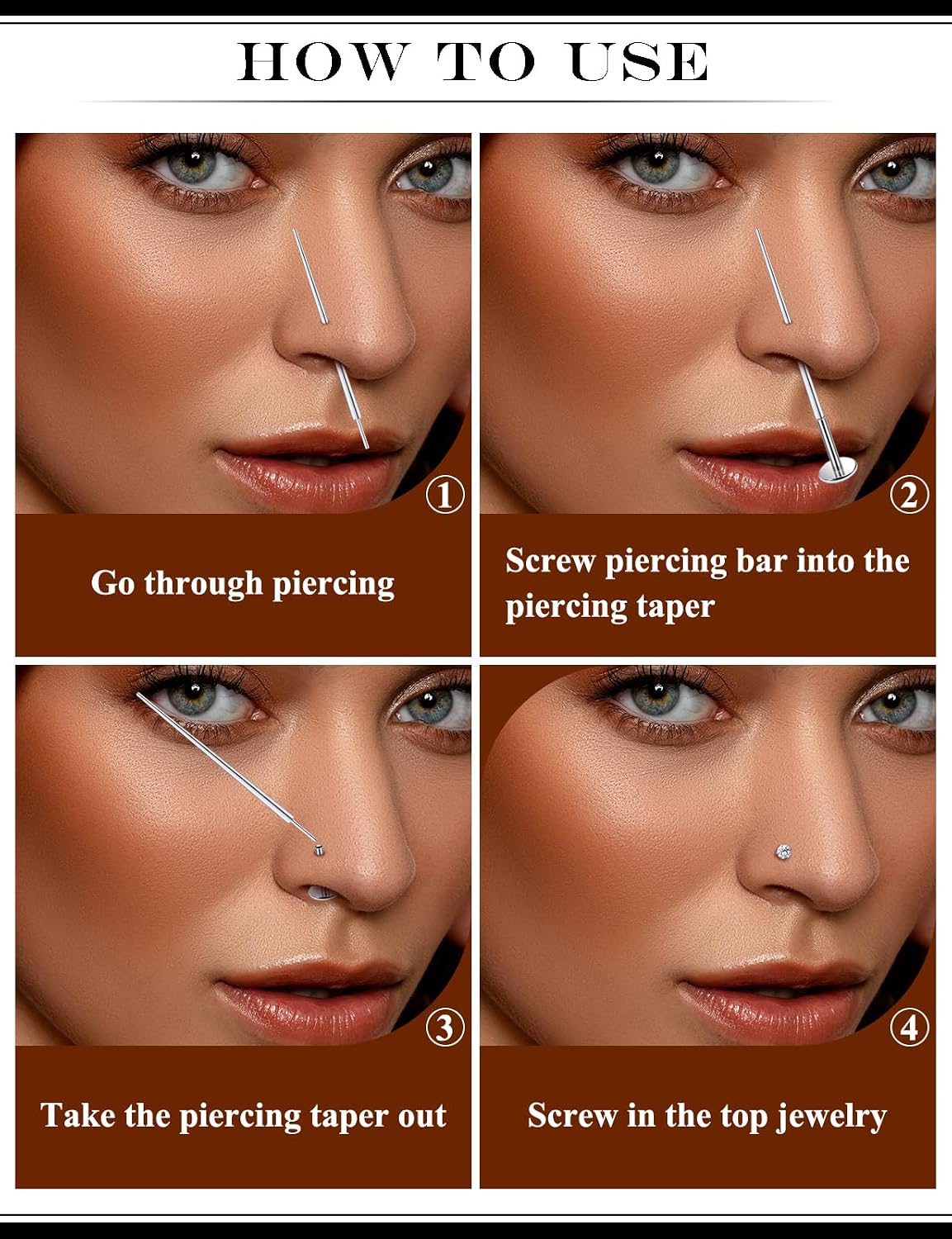 20G 18G 16G Surgical Steel Threadless Replacement Post Bar Flat Back Stud Earrings For Nose Forward Helix Cartilage Tragus Conch Lobe Medusa Labret Lip Ring Piercing Jewelry For Women Men