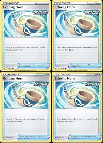 Pokemon Echoing Horn 136/298 - Reinado escalofriante - Lote de cartas de entrenador de golpe rápido - Juego x4