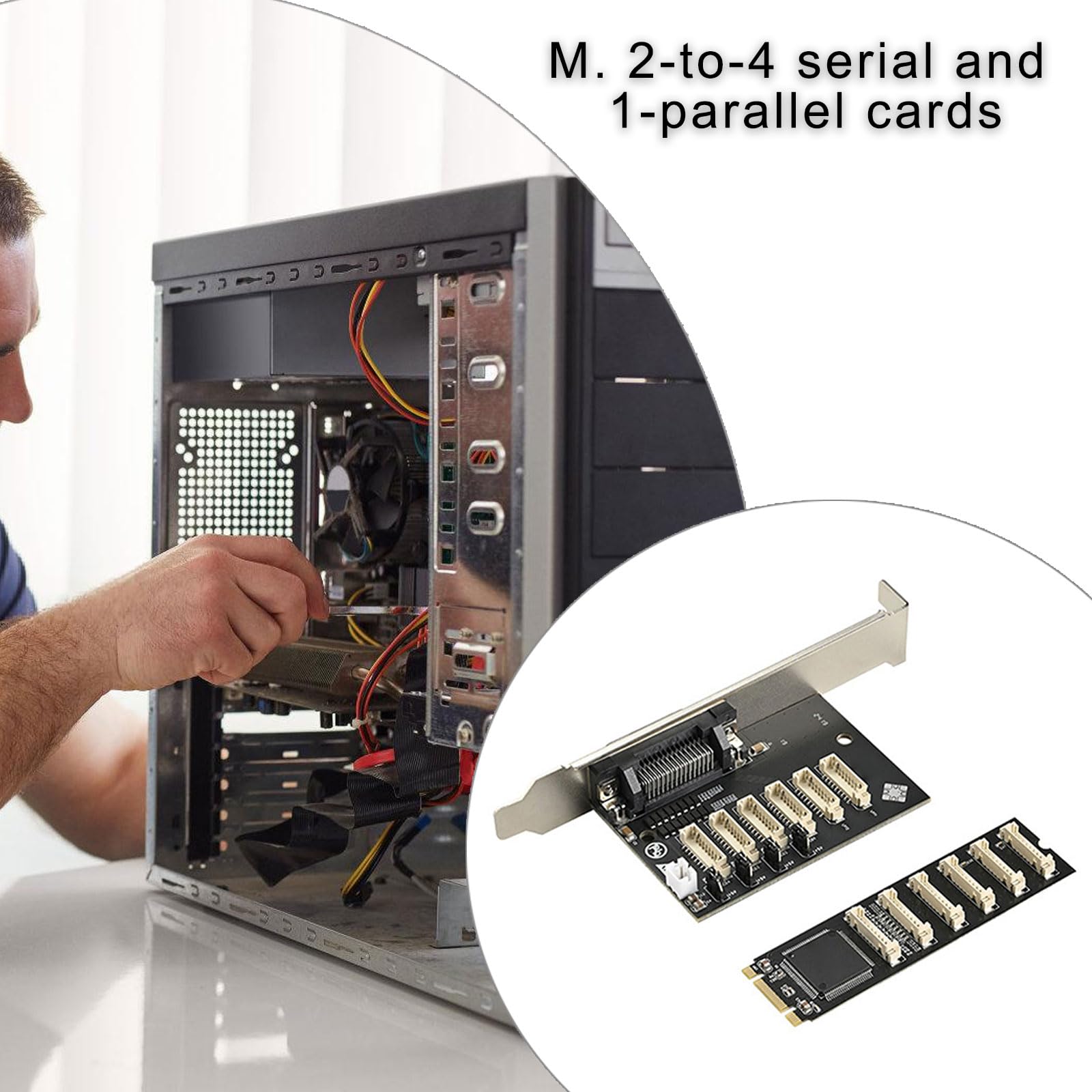 Ozeau (B+M Key) to 4port 232+Single Parallel Port Card for Desktop Expansion Card for Improve Connectivities