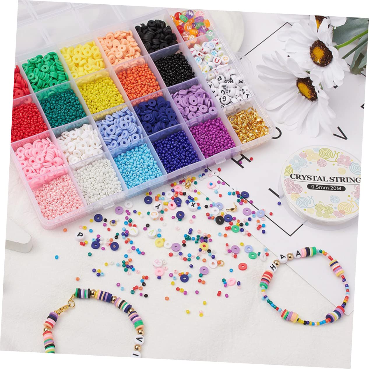 DOITOOL Kit De Cuentas Redondas Cuentas Sueltas De Colores Para Manualidades y Bisutería