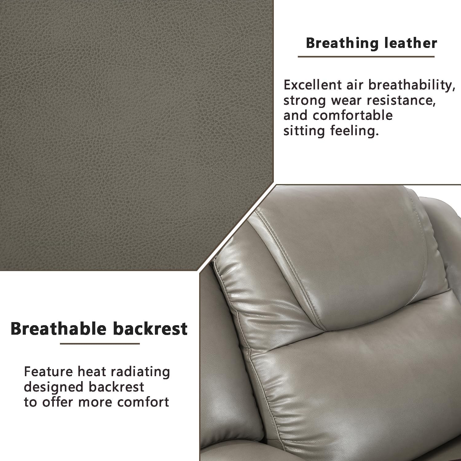 A Ainehome Living Room Furniture Set Recliner Sofa Sets, Leather Recliner Loveseat, RV Chairs and Recliners Couch Theater Chairs for Small Space/Office/Home(B-Grey,Loveseat)