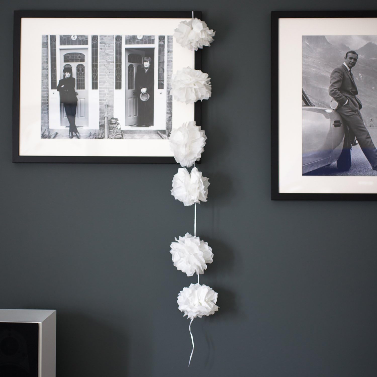 Tissue Pom Pom Garland Decoration With 6 x 12.5cm Pompoms