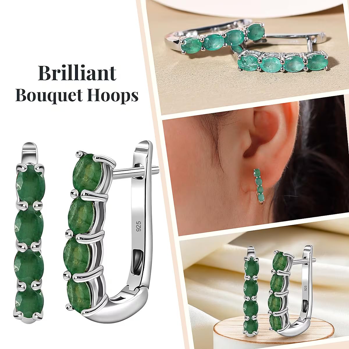 TJC Sterling Silver Hoop Earrings for Women in Platinum Plated Silver Fish Hook 925 Solid Silver Birthstone Earrings Birthday Anniversary Daughters Gift for Wife Girlfriend Mum | Juego de colgante chapado en platino/oro amarillo de 18 quilates con cadena